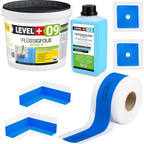 LEVEL+ Dichtset für Duschabdichtung Bad Dichtband Flüssigfolie 7kg SET84 (1/5)