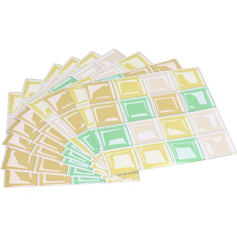Lot de 10 autocollants carrelage imperméables et auto-adhésifs, type mosaïque, pour sol et mur de cuisine. (1/5)