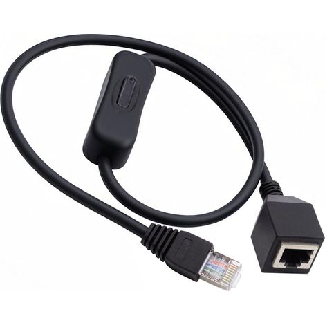RJ45 Male to Female CAT6 8P8C STP UTP Extension Cable with Single On/Off Switch 304 Ethernet LAN Network Patch Cord 60cm (1/5)