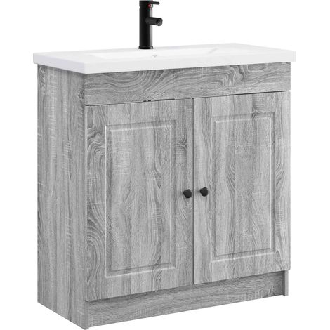 Badezimmermöbel-Set Grau Sonoma 56 x 37,5 x 81 cm Holzwerkstoff vidaXL