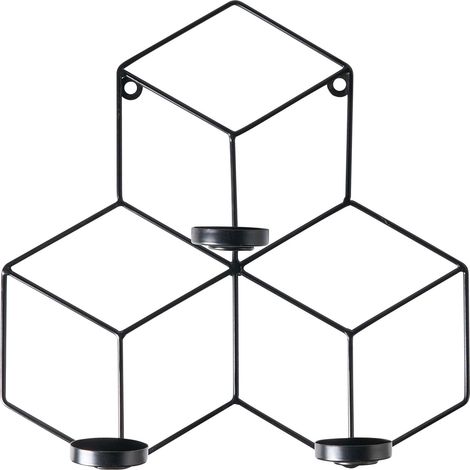 Portacandele da parete con struttura in metallo 31 cm Nero Tarouca