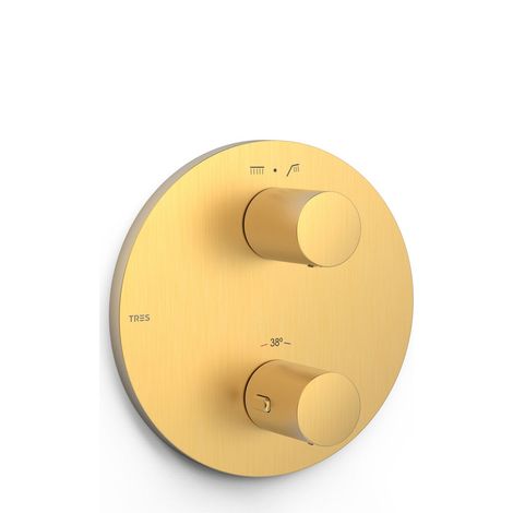 TRES 26225001OM THERM-BOX Pieza Vista para Caja Empotrada de 2 Vías Color Oro Mate 24K - ref: 26225001OM (1/2)