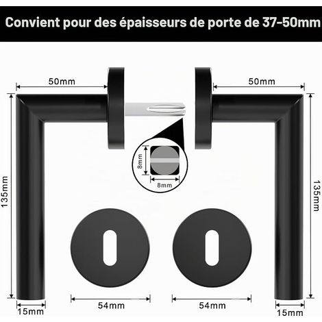 Black Door Handles Square Door Handle 8mm (1/4)