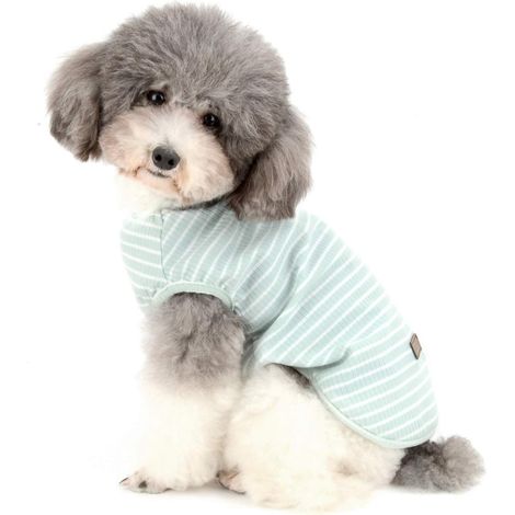 Chemises pour Petit Chien Chat T-Shirt Rayé D'été Cool en Coton Doux Vêtement pour Chihuahua Chiot Chien Yourkshire Vert L