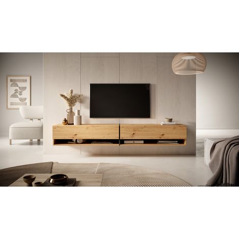 Selsey Mirrgo - TV-Lowboard stehend Wotan Eiche, Graphite Einsätze , 200 cm (1/4)