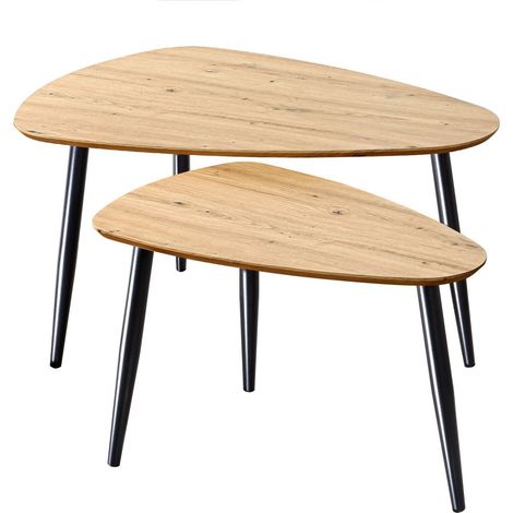 Set di 2 tavolini con piedi in metallo