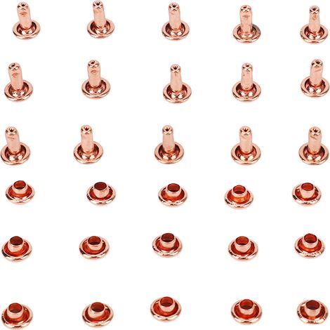 Lot de 100 rivets métalliques dorés rose, brillants et très résistants, pour la confection de ceintures et autres créations en cuir (6 x 8 mm).