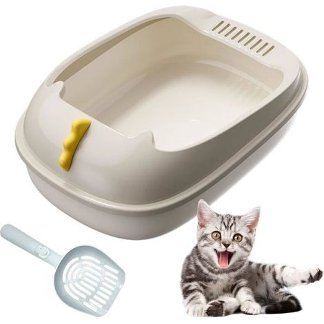 Bac à litière pour chat ouvert et amovible, semi-fermé, avec pelle (1/5)
