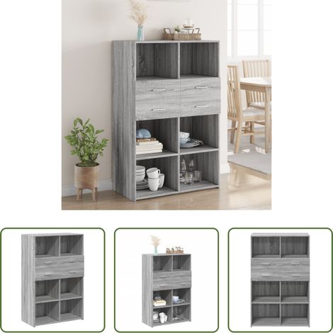 Hochschrank - Highboard Grau Sonoma 80x42,5x124 cm Holzwerkstoff (1/5)