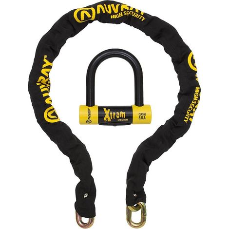 Juego de cadena y candado Auvray xtrem medium - longitud 140 cm, diámetro 13,5 mm (clase S.R.A.) (1/2)