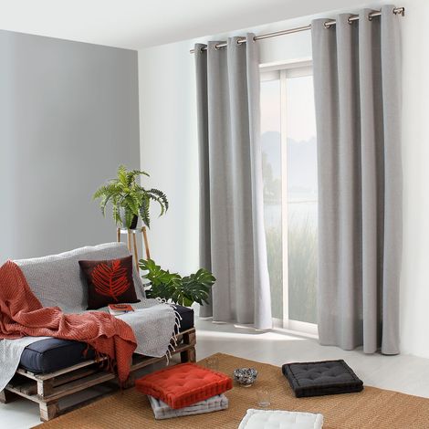 Rideau à Œillets en Coton "Dune" 135x240cm Gris Clair