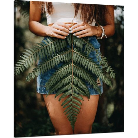 Lienzo impreso con diseño de hoja de helecho (Botánica) de 80x100 cm.