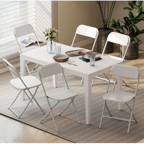 Chaise pliante lot de 6 plastique blanc acier OKMYHOME (1/5)