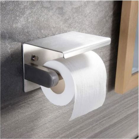 ZUNTO Porte Papier Toilette Porte-papier WC support de téléphone En Inox Montage Rouleau Mural Etagère Distributeur Salle de Bain (1/5)