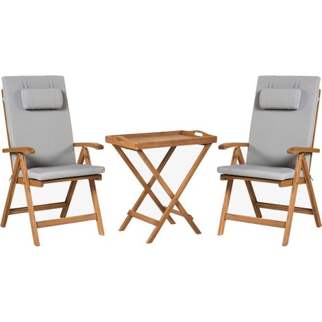 Bistro Set JAVA PREMIUIM Acacia Wood Light Grey