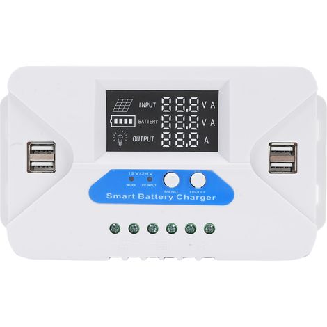 Ortviai Régulateur de charge solaire 40 A pour batteries au plomb/LiFePO4, 4 ports USB, 12/24 V auto-adaptatif (1/5)