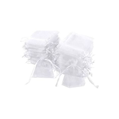 Lot de 100 sachets en organza blanc, 20 x 30 cm, pochette cadeau en organza, pochette à bijoux, sachets de mariage, sachets de lavande, faveur de mariage (1/5)