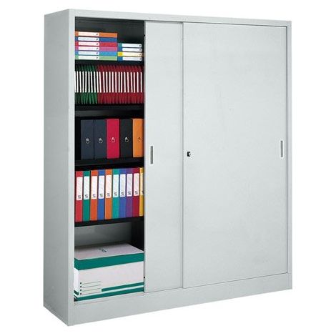 Armoire porte coulissante 200x160cm gris - Maxiburo (1/2)