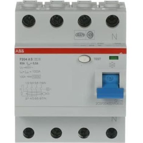 ABB F204AS-63/0,3 SELEKTIVER FI-Schalter 4Pol. 63A 300mA-'1000229'