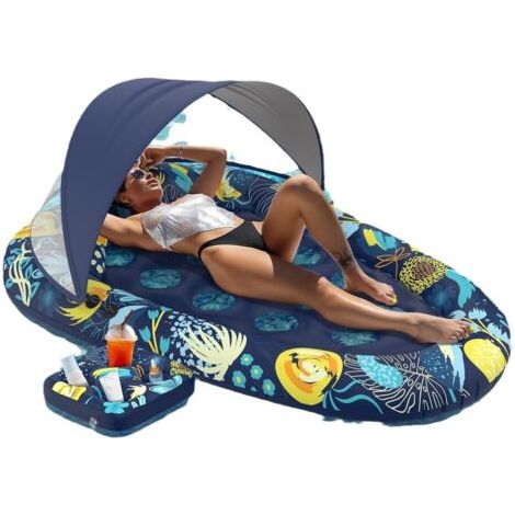Lettino abbronzante - materassino abbronzante ad aria - piscina abbronzante - materassino gonfiabile per piscina - galleggiante 3 in 1 con portabicchiere - galleggiante gonfiabile per adulti - costume (1/5)
