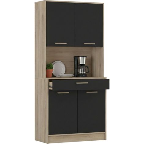 Armario Cocina Dolce 1 Cajón 4 Armarios Color Roble Y Negro Alacena Buffet Estilo Industrial 177x83x40 cm (1/5)