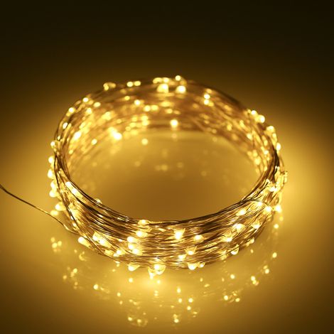 Guirlande solaire 6W 10M 100LED – 8 modes d'éclairage, IP65, flexible, blanc chaud (1/5)
