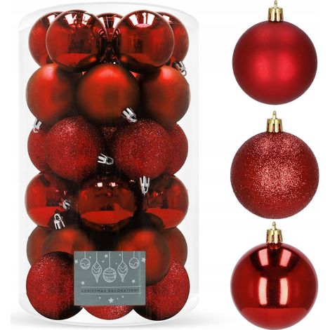 PALLINE PER ALBERO DI NATALE SET INDESTRUTTIBILI ROSSO 30pezzi (1/5)