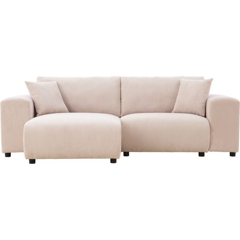Modulares 3-Sitzer-Ecksofa aus beigefarbenem Cord ABERDEEN