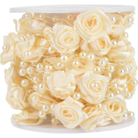 Guirlande de perles de rose artificielles en fil de fer, 10 m/rouleau, pour décoration de mariage DIY (beige) (1/5)