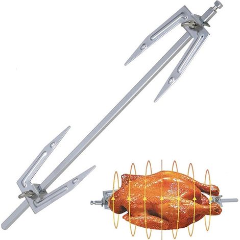 TILE ROTISSERIE - Forks De Broche En Acier Inoxydable Robustes, Stick Roast Roaster Ronisserie Grill Pour Le Camping Cuisine De Barbecue En Plein Air Outil De Brocheur Rotatif Viande Durable Pour Gr (1/5)