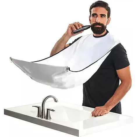 Herren-Bartschürze – Rasierumhang – Bartlatz – Ideales Accessoire zum Barttrimmen mit Trimmer oder Rasierer – Mit 4 Saugnäpfen und Aufbewahrungstasche – Perfektes Geschenk zu Weihnachten und Vatertag