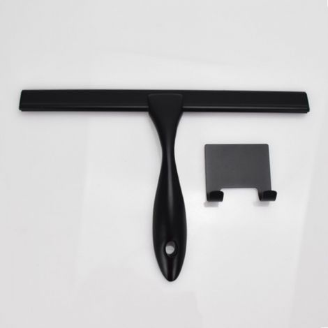 Escobilla de goma para ducha, 10 pulgadas, color negro mate, de acero inoxidable, multiusos, para baños, mamparas de ducha, espejos, azulejos y ventanas (1/5)