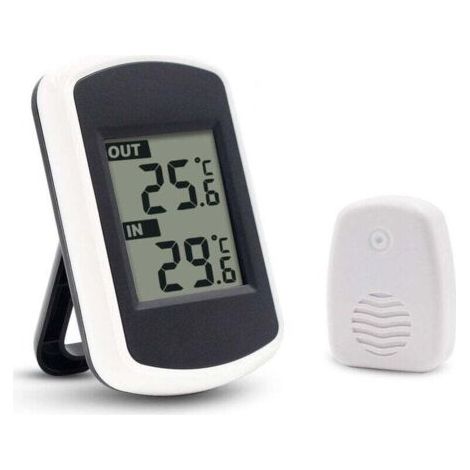 Pair Digitales LCD-Thermometer mit Funkfunktion für den Innen- und Außenbereich, Mini-Umgebungstemperatursensor, kleines, präzises Wettermessgerät für Zuhause, Schlafzimmer und Büro, Weiß