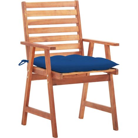 Lot de 3 Chaises de jardin - Chaise d'extérieur et coussins Acacia massif (1/5)
