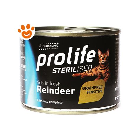 Prolife Cat Sterilized Grainfree Sensitive Renna  - Prolife Cat Sterilized Grainfree Sensitive Renna - Lattina Da 200 Gr