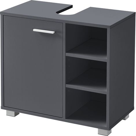 Mobile sottolavabo di design mobile da bagno sottolavabo con 3 ripiani in truciolare melaminico 56 x 60 x 31 cm grigio 030005858