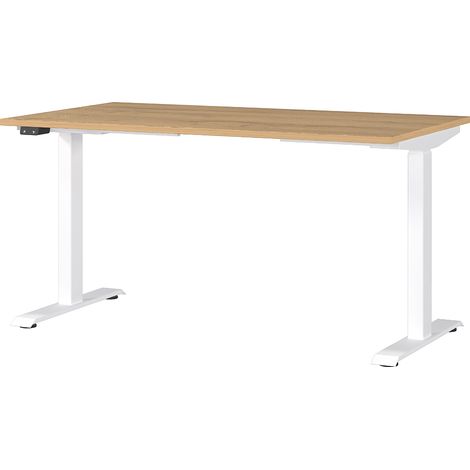 Schreibtisch 140cm, elektrisch höhenverstellbar, Eiche/weiß, JESOLO-01 (1/4)