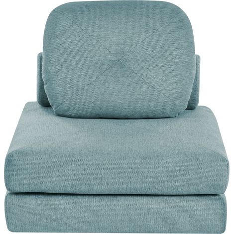 Sofa Pouffe Bed Light Blue Fabric Upholstery Single Sleeper Fold Out Chair Bed with Cushion Modern Design OLDEN (1/5)