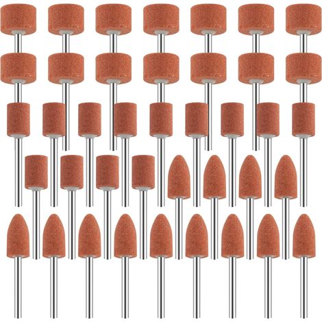 Juego de 42 cabezales de lijado para Dremel, piedras de amolar de alúmina con vástago de 1/8", abrasivos para metal, madera y joyería. (1/5)