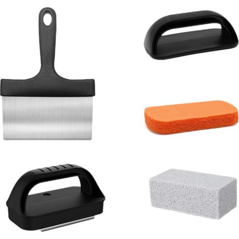 Filiyano-Ensemble de 10 brosses et grattoirs pour barbecue avec tampons à récurer et pierres de nettoyage. (1/2)