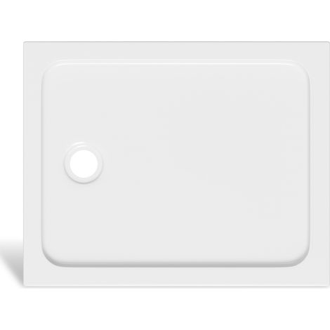 Randaco Receveur de douche rectangulaire en acrylique 100 x 80 cm, blanc, hauteur 4 cm, évacuation Ø 90 mm (1/5)