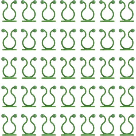 Filiyano – support de jardin auto-adhésif – 50 crochets muraux verts pour plantes grimpantes, support de jardin auto-adhésif, pinces moyennes pour le (1/4)