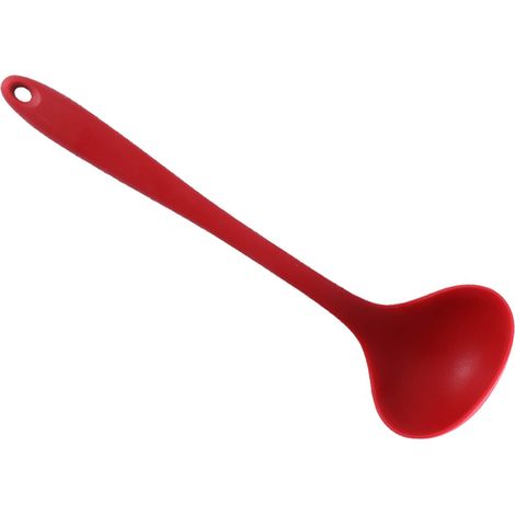 Louche à soupe en silicone, style chinois, louche à soupe intégrée, grande louche à soupe, louche à bouillie anti-brûlure, louche à fondue, cuillère multifonctionnelle, rouge. (1/5)