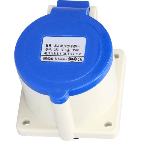 2 Stück 3-polige Steckdose, 2-phasig, industrietauglich, verdeckt, gerader Stecker, 220–250 V, 32 A, 2P+E, IP44 (1/5)