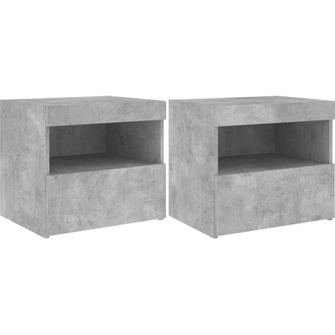 Set di 2 comodini con luci LED con cassetto 50 x 40 x 45 cm in legno ingegnerizzato grigio DEC035937