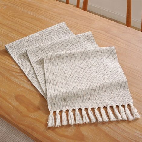 Runner da tavola in stile country con nappe - Runner da tavola in stile bohémien - Runner da tavola con nappe fatto a mano - Runner da tavolo festivo - Adatto per vacanze, matrimoni e decorazioni per 