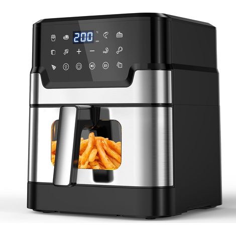 Friteuse sans Huile 6L, Air Fryer XXL avec Cavité en Métal, Friteuse à Air Chaud Airfryer avec Fenêtre Visible, 10 Fonctions, Écran Tactile Digital LED, Panier Antiadhésif Lavable en Machine (1/5)
