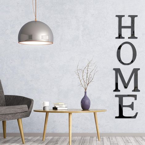 Sticker Miroir Acrylique HOME - Décoration Murale 3D pour Salle De Séjour Chambre Cuisine - 4 Pièces (1/5)
