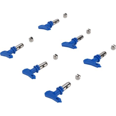 Ensemble de 6 embouts de pulvérisation sans air bleus 211 315 417 515 517 523 pour pistolet à peinture sans air destiné à la construction de maisons et de bâtiments. (1/5)
