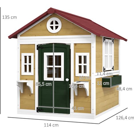 Maisonnette enfant, En bois de sapin robuste, cette cabane de jeu résiste au, dim. 114L x 126.4l x 135H cm (1/5)